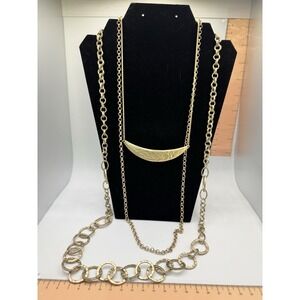 NTW Vintage Chico's Gold Tone Layered Necklace 8-19" Drop $54 Retail Value